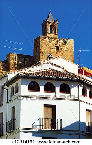 Stock Image - Spain, Andalusia, Andalucia, Costa del sol, Antequera, Architecture, Tower. Fotosearch
