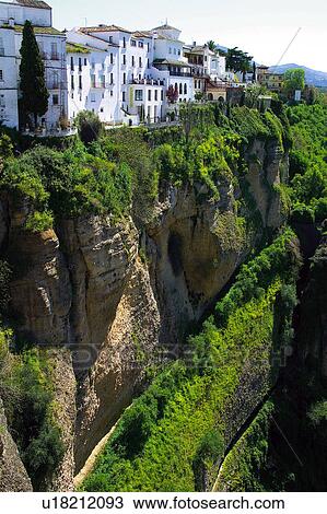 Stock Image - Spain, Andalusia, Andalucia, Costa del sol, Ronda, Precipice, Landscape. Fotosearch