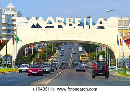 Stock Photography - Spain, Andalusia, Andalucia, Costa del sol, Marbella, Road, Car. Fotosearch