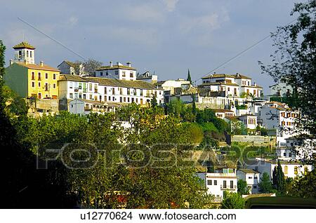Spain, Andalusia, Andalucia, Granada, City, Town, Building View Large Photo Image Picture - Spain, Andalusia, Andalucia, Granada, City, Town, Building. Fotosearch