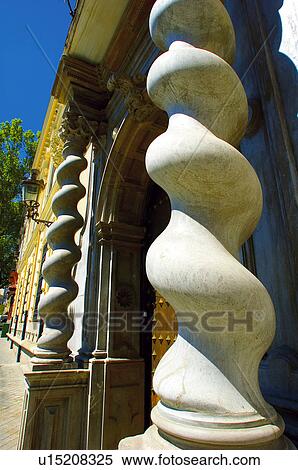 Stock Photography - Spain, Andalusia, Andalucia, Granada, Architecture, Architectural details, Twisted. Fotosearch