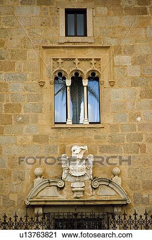 Stock Image - Spain, Extremadura, Badajoz, Merida, Architecture, Architectural details, Wall. Fotosearch