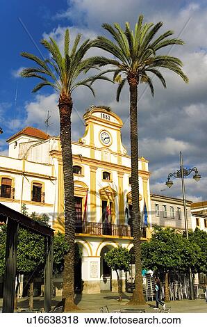 Stock Photo - Spain, Extremadura, Badajoz, Merida, Architecture, Building, Window. Fotosearch