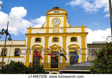 Stock Photograph - Spain, Extremadura, Badajoz, Merida, Architecture, Building, Window. Fotosearch
