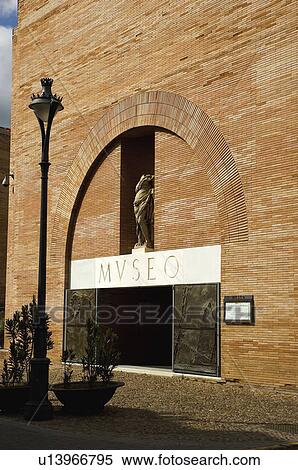 Stock Photography - Spain, Extremadura, Badajoz, Merida, Architecture, Arch, Streetlight. Fotosearch