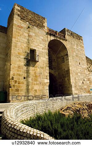 Stock Image - Spain, Extremadura, Caceres, Coria, Architecture, Balcony, Facade. Fotosearch