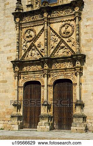 Stock Photo - Spain, Extremadura, Caceres, Coria, Architecture, Art, Architectural details. Fotosearch