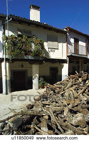 Stock Photo - Spain, Extremadura, Caceres, Guadalupe, House, Houses, Balcony. Fotosearch