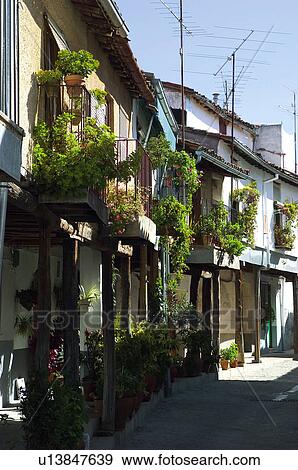 Spain, Extremadura, Caceres, Guadalupe, House, Houses, Balcony View Large Photo Image Stock Photo - Spain, Extremadura, Caceres, Guadalupe, House, Houses, Balcony. Fotosearch