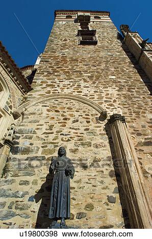 Stock Photo - Spain, Extremadura, Caceres, Guadalupe, Architecture, Art, Facade. Fotosearch