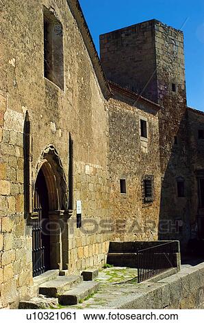Stock Image - Spain, Extremadura, Caceres, Trujillo, Architecture, Building, Buildings. Fotosearch