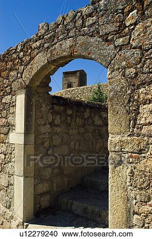 Stock Image - Spain, Extremadura, Caceres, Trujillo, Architecture, Arch, Exterior. Fotosearch
