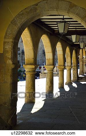 Stock Image - Spain, Extremadura, Caceres, Trujillo, Architecture, Arch, Arches. Fotosearch