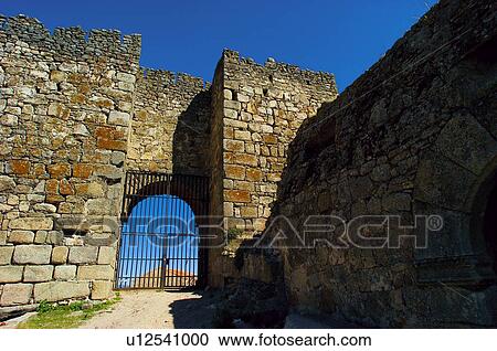 Stock Image - Spain, Extremadura, Caceres, Trujillo, Architecture, Castle, Tower. Fotosearch