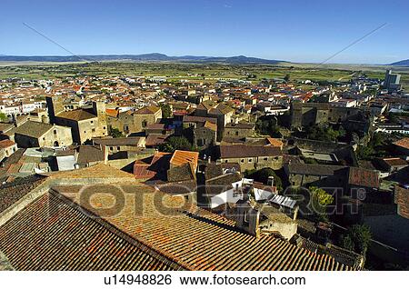 Stock Photograph - Spain, Extremadura, Caceres, Trujillo, Architecture, Art, Building. Fotosearch