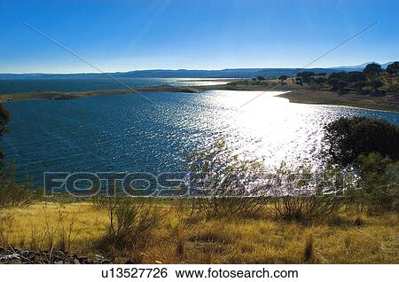 Stock Photograph - Spain, Extremadura, Tajo, River, Tajo river, Nature, Landscape. Fotosearch