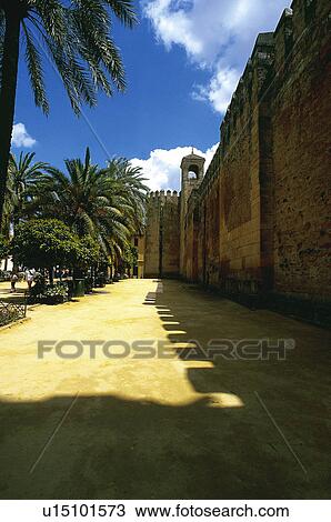 Stock Image - Spain, Andalucia, Andalusia, Cordoba, Architecture, Alcazar, Wall. Fotosearch