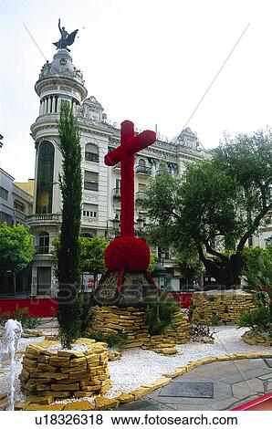 Stock Photo - Spain, Andalucia, Andalusia, Cordoba, Outside, Cross, Floral. Fotosearch