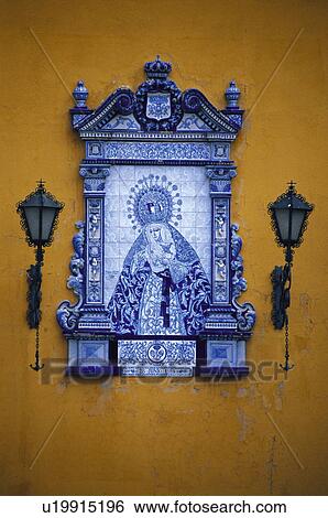 Stock Photograph - Spain, Andalucia, Andalusia, Cordoba, Facade, Virgin, Religious. Fotosearch