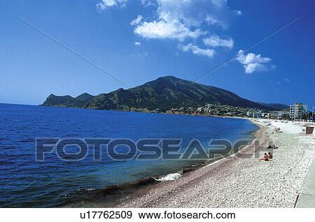Spain, Alicante, Albir, Summer, Beach, Sand, Shore View Large Photo Image Stock Photo - Spain, Alicante, Albir, Summer, Beach, Sand, Shore. Fotosearch