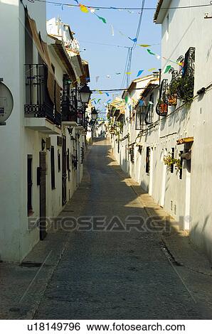 Spain, Alicante, Altea, Village, House, Houses, Street View Large Photo Image Stock Photograph - Spain, Alicante, Altea, Village, House, Houses, Street. Fotosearch