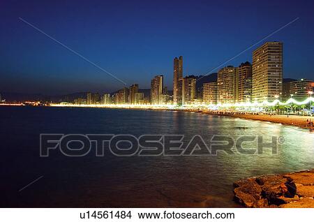 Spain, Alicante, Benidorm, Building, Buildings, High, Hotel View Large Photo Image Picture - Spain, Alicante, Benidorm, Building, Buildings, High, Hotel. Fotosearch