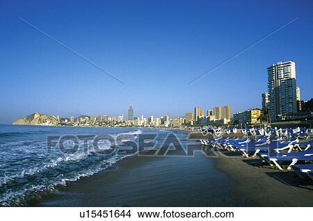 Spain, Alicante, Benidorm, Building, Buildings, High, Hotel View Large Photo Image Picture - Spain, Alicante, Benidorm, Building, Buildings, High, Hotel. Fotosearch