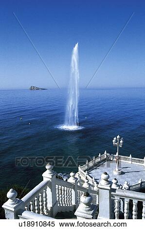 Spain, Alicante, Benidorm, Sea, Water, Spurt, Balcony View Large Photo Image Stock Photography - Spain, Alicante, Benidorm, Sea, Water, Spurt, Balcony. Fotosearch