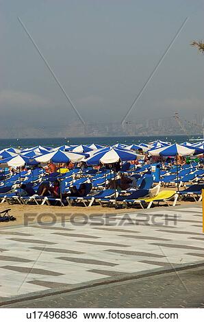 Spain, Alicante, Benidorm, Summer, Beach, Umbrella, Umbrellas View Large Photo Image Stock Photograph - Spain, Alicante, Benidorm, Summer, Beach, Umbrella, Umbrellas. Fotosearch