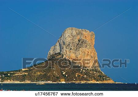 Spain, Alicante, Calpe, Peñon de ifach, Ifach, Rock, Mountain View Large Photo Image Stock Photo - Spain, Alicante, Calpe, Peñon de ifach, Ifach, Rock, Mountain. Fotosearch
