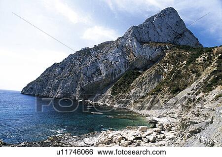 Stock Photograph - Spain, Alicante, Calpe, Peñon de ifach, Ifach, Rock, Mountain. Fotosearch