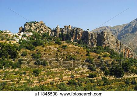 Spain, Alicante, Guadalest, Mountain, Mountains, Nature, Landscape View Large Photo Image Stock Photo - Spain, Alicante, Guadalest, Mountain, Mountains, Nature, Landscape. Fotosearch