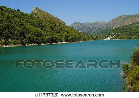 Stock Image - Spain, Alicante, Guadalest, Reservoir, Nature, Landscape, Water. Fotosearch