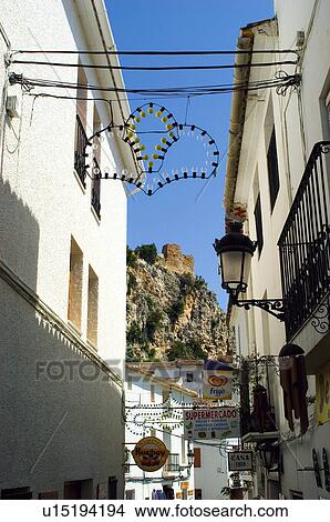 Spain, Alicante, Guadalest, Village, House, Houses, Street View Large Photo Image Picture - Spain, Alicante, Guadalest, Village, House, Houses, Street. Fotosearch