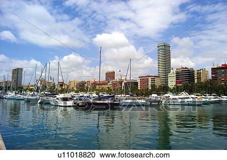 Stock Image - Spain, Alicante, Harbor, Harbour, Ship, Ships, Boat. Fotosearch