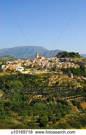 Stock Photo - Spain, Alicante, Polot, Village, House, Houses, Tower. Fotosearch