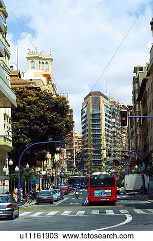 Spain, Alicante, Town, City, Street, Road, Traffic View Large Photo Image Stock Image - Spain, Alicante, Town, City, Street, Road, Traffic. Fotosearch
