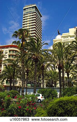 Stock Image - Spain, Alicante, Town, City, Street, Transport, Transportation. Fotosearch