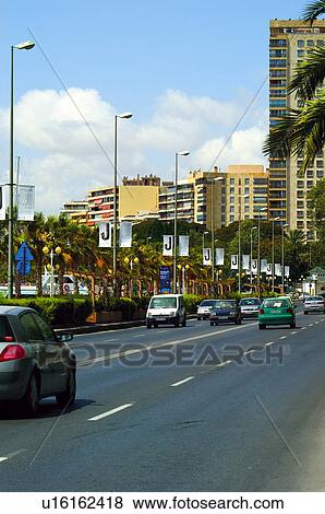 Spain, Alicante, Town, City, Street, Road, Traffic View Large Photo Image Stock Photo - Spain, Alicante, Town, City, Street, Road, Traffic. Fotosearch