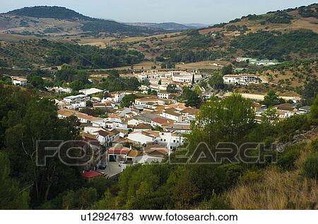 Stock Image - Spain, Andalucia, Andalusia, Cadiz, El bosque, Village, House. Fotosearch