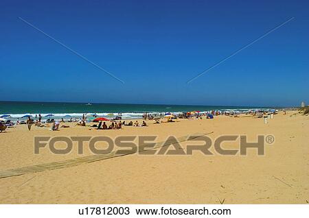 Stock Image - Spain, Andalucia, Andalusia, Cadiz, El palmar, Beach, Sea. Fotosearch
