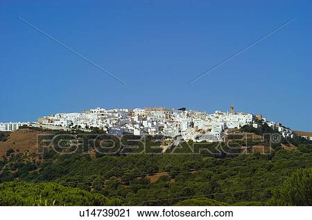 Stock Image - Spain, Andalucia, Andalusia, Cadiz, Vejer de la frontera, Vejer, Views. Fotosearch