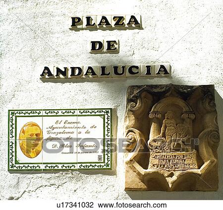 Spain, Andalucia, Andalusia, Cadiz, Grazalema, Plaque, Plaza de andalucia View Large Photo Image Stock Image - Spain, Andalucia, Andalusia, Cadiz, Grazalema, Plaque, Plaza de andalucia. Fotosearch