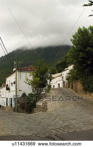 Spain, Andalucia, Andalusia, Cadiz, Benamahoma, Street, House View Large Photo Image Stock Photo - Spain, Andalucia, Andalusia, Cadiz, Benamahoma, Street, House. Fotosearch