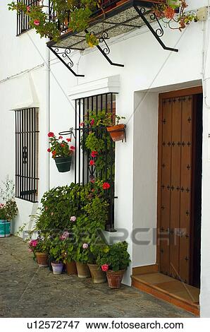 Stock Photo - Spain, Andalucia, Andalusia, Cadiz, Grazalema, Street, House. Fotosearch