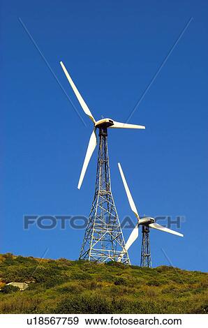 Stock Photo - Spain, Andalucia, Andalusia, Cadiz, Tarifa, Power, Mill. Fotosearch