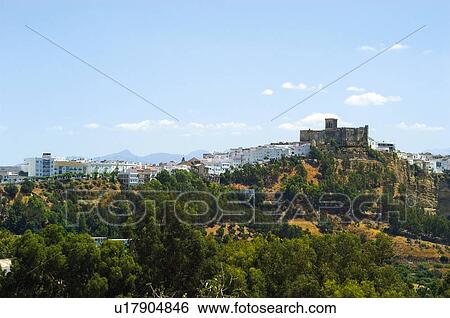 Stock Photograph - Spain, Andalucia, Andalusia, Cadiz, Arcos de la frontera, City, Views of the city. Fotosearch