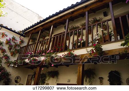 Stock Photo - Spain, Andalucia, Andalusia, Cordoba, Yard, Patio, Balcony. Fotosearch