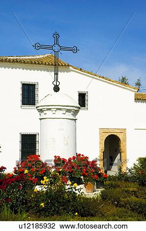 Stock Image - Spain, Andalucia, Andalusia, Huelva, La rabida, Church, Architecture. Fotosearch