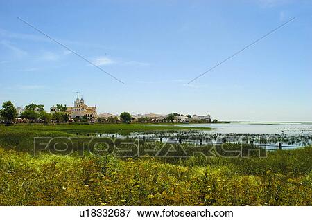 Stock Photo - Spain, Andalucia, Andalusia, Huelva, Aldea del rocio, El rocio, Rocio. Fotosearch